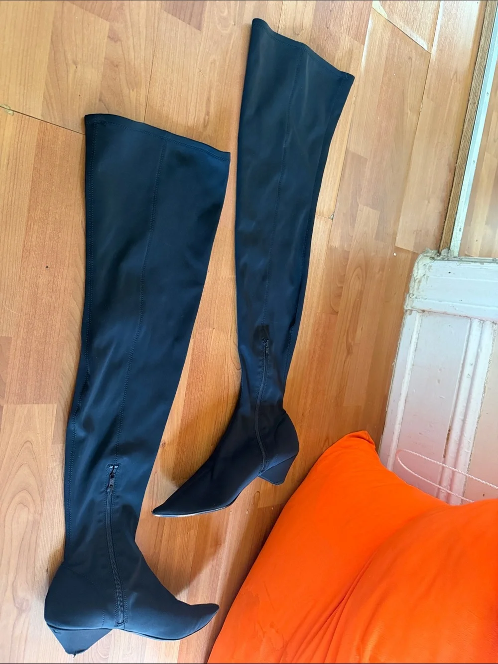 Ash pointy toe black goth knee-high neoprene Black Stretch Boots size 10 (40EU)
